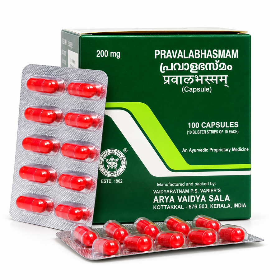 Pravala Bhasmam Capsules – 100 Nos | Kottakkal Ayurveda